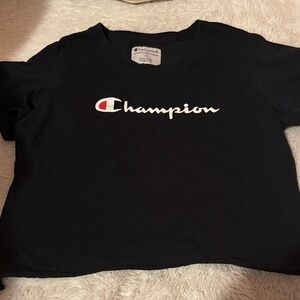 Champion Kids Black Tee with Logo